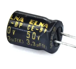 3.3UF50V خازن 3.3 میکروفاراد 50 ولت ELNA - خازن الکترولیتی