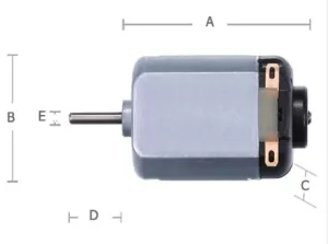 MOTM12V موتور مربعی اپیلیدی 12 ولت طول شفت 7 میلی متر ( مشابه: OTSK-280PA  FK-280SA )