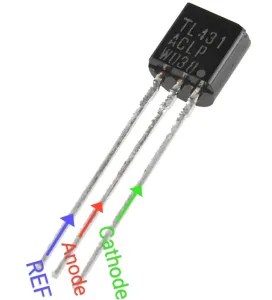 آی سی TL431 ( مشابه: PL431 KA431 AZ431 = معکوس TL430 با ولتاژ رفرنس 2.5 ولت )